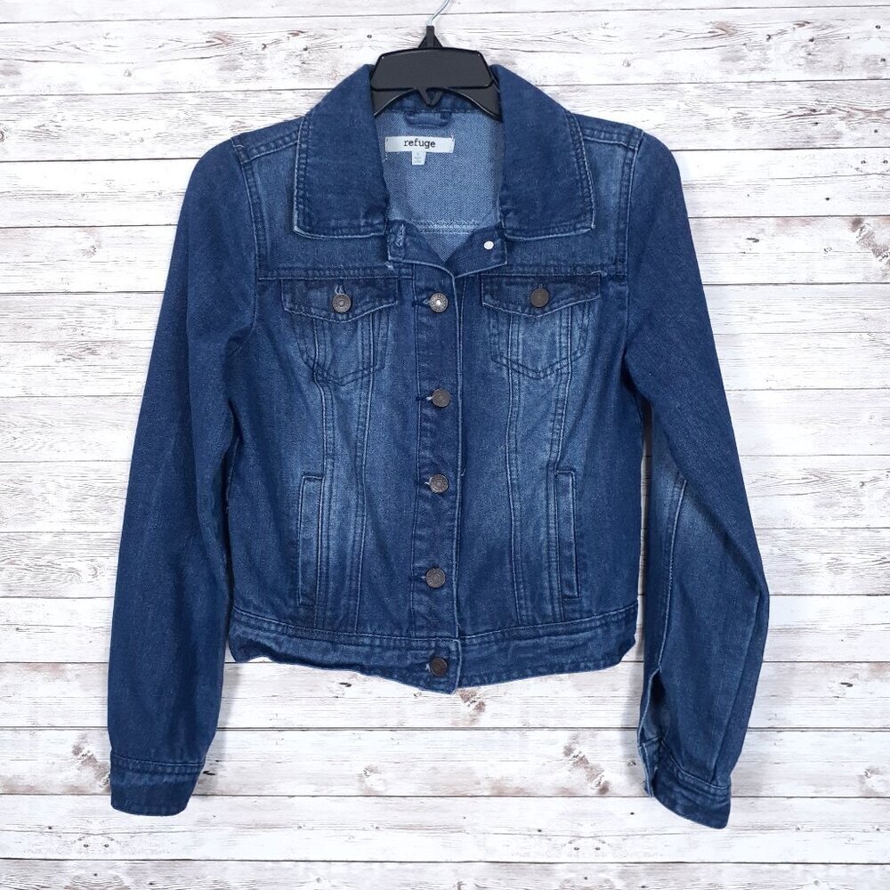 Refuge Womens Denim Jacket S Blue Jean Button Up 491A